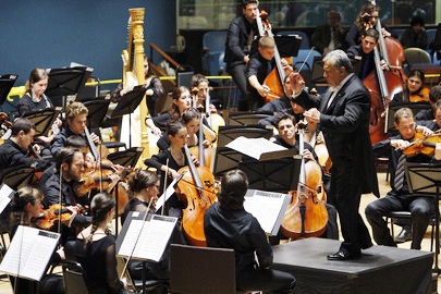 Maestro Conducts Symphony Orchestra 
